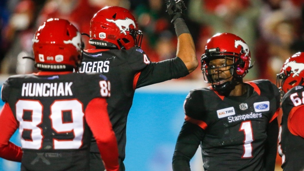 Calgary Stampeders celebrate, The Canadian Press Calgary Stampeders celebrate