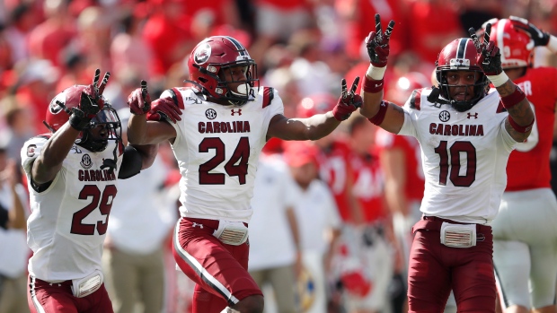 South Carolina Gamecocks celebrate, The Canadian Press South Carolina Gamecocks celebrate