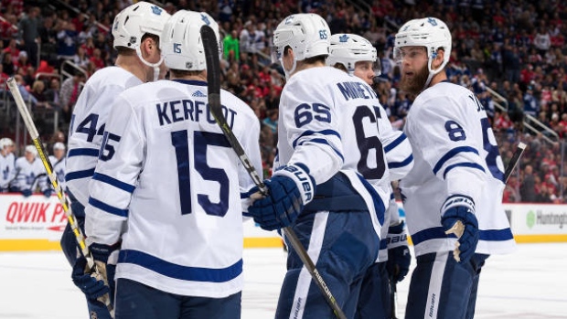 Toronto Maple Leafs celebrate, Dave Reginek/NHLI via Getty Images Toronto Maple Leafs celebrate