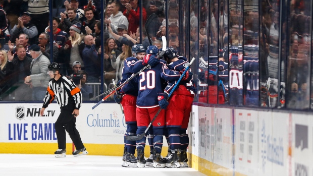 Columbus Blue Jackets celebrate , The Canadian Press Columbus Blue Jackets celebrate