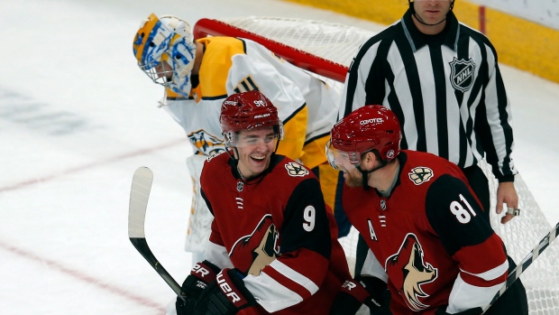 Phil Kessel and Clayton Keller Celebrate, The Canadian Press Phil Kessel and Clayton Keller Celebrate