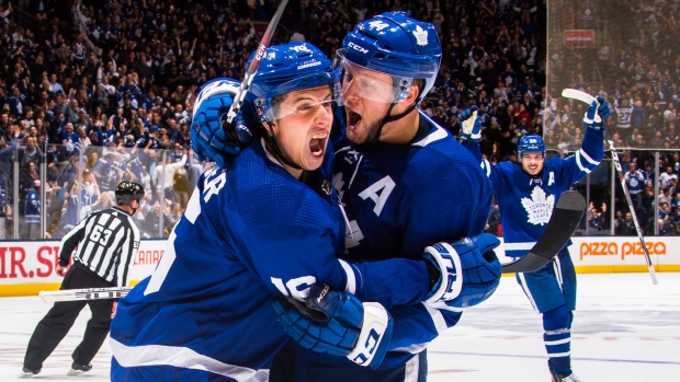 Mitch Marner, Morgan Rielly, Auston Matthews , Getty Images Mitch Marner, Morgan Rielly, Auston Matthews