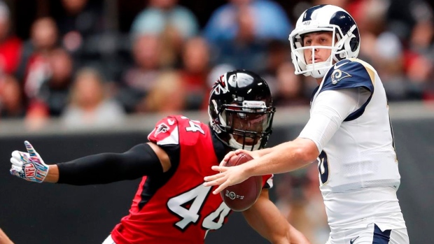 Vic Beasley Jared Goff, The Canadian Press Vic Beasley Jared Goff