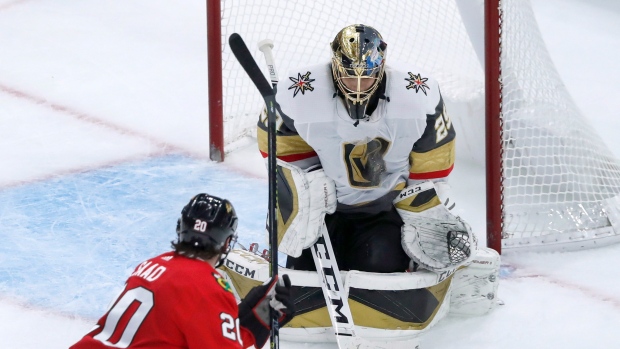 Marc-Andre Fleury and Brandon Saad 