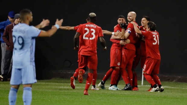 Toronto FC celebrates, The Canadian Press Toronto FC celebrates