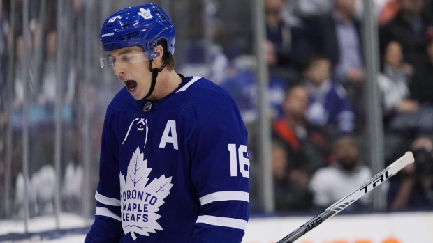 Mitch Marner shows his frustration after taking a penalty in overtime on Tuesday., The Canadian Press Mitch Marner shows his frustration after taking a penalty in overtime on Tuesday.