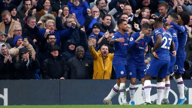 Christian Pulisic, Chelsea celebrate, The Canadian Press Christian Pulisic, Chelsea celebrate