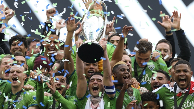 Seattle Sounders celebrate, Getty Images Seattle Sounders celebrate