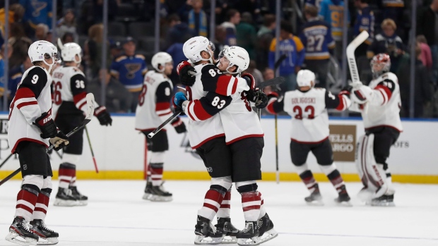 Arizona Coyotes celebrate, The Canadian Press Arizona Coyotes celebrate
