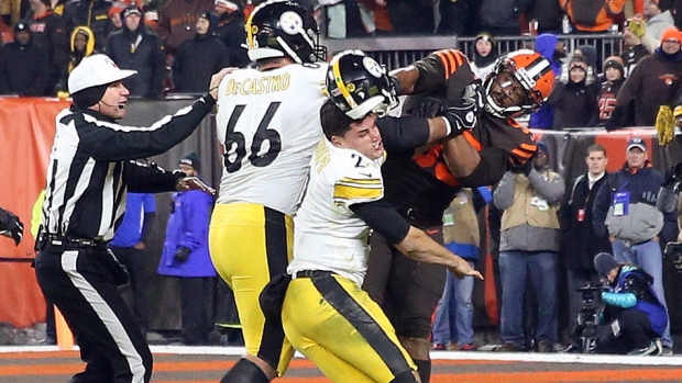 Myles Garrett and Mason Rudolph