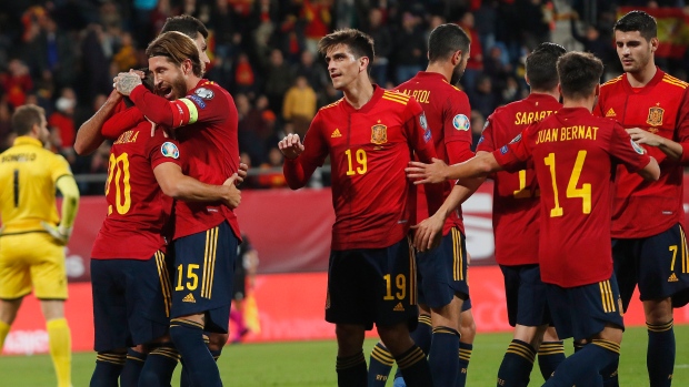 Spain celebrates, The Canadian Press Spain celebrates