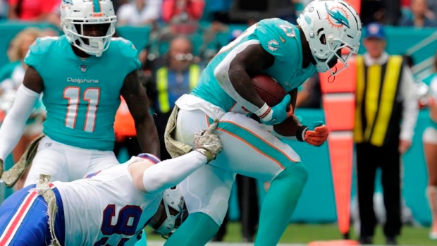 DeVante Parker Kalen Ballage, The Canadian Press DeVante Parker Kalen Ballage