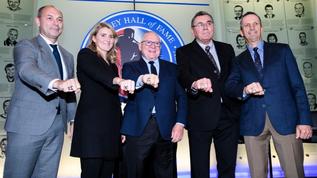 Sergei Zubov Hayley Wickenheiser Jim Rutherford Vaclav Nedomansky Guy Carbonneau, The Canadian Press Sergei Zubov Hayley Wickenheiser Jim Rutherford Vaclav Nedomansky Guy Carbonneau