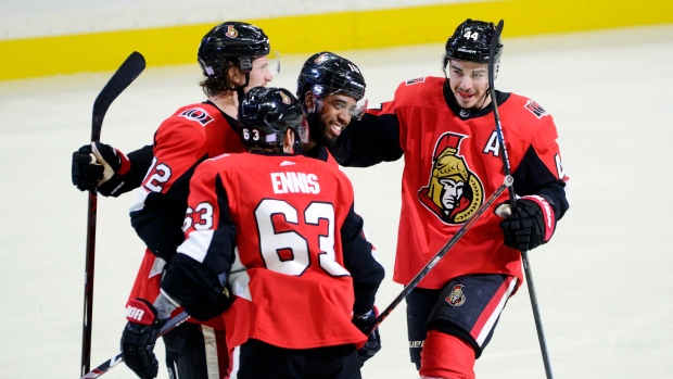 Ottawa Senators celebrate, The Canadian Press Ottawa Senators celebrate