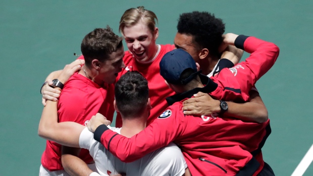 Team Canada Celebrates Davis Cup semifinal win