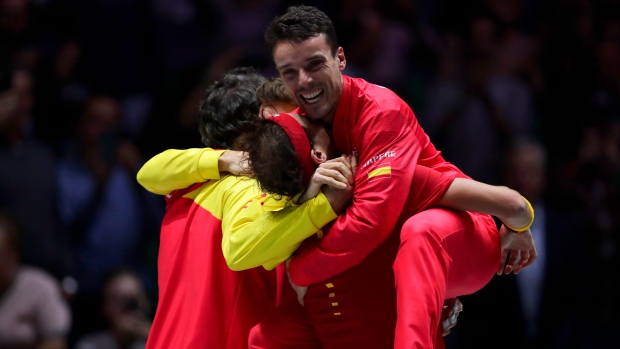 Spain Celebrates Davis Cup title , The Canadian Press Spain Celebrates Davis Cup title