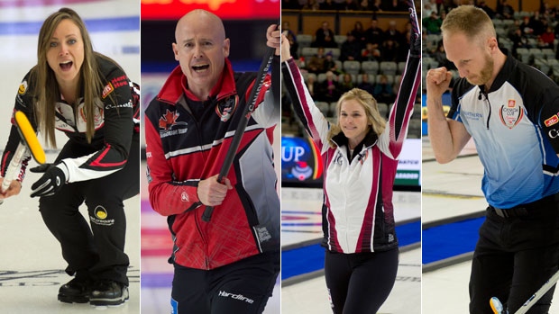 Rachel Homan, Kevin Koe, Jennifer Jones, Brad Jacobs 