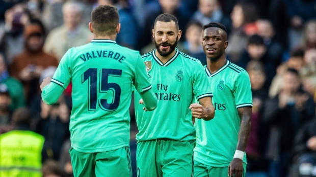 Karim Benzema, Real Madrid players celebrate