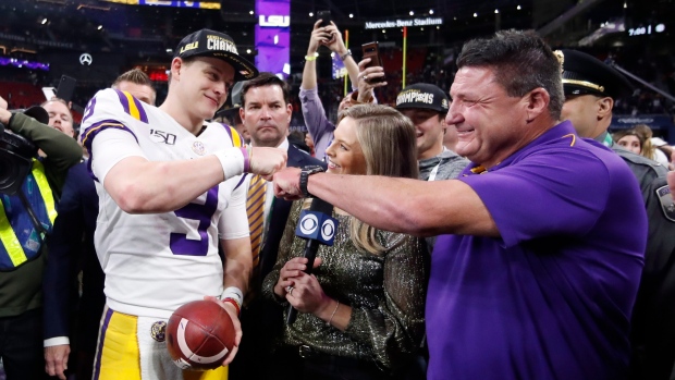 Joe Burrow and LSU head coach Ed Orgeron, The Canadian Press Joe Burrow and LSU head coach Ed Orgeron