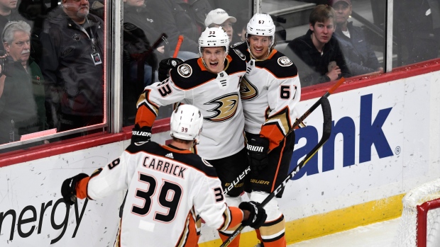 Anaheim Ducks celebrate, The Canadian Press Anaheim Ducks celebrate