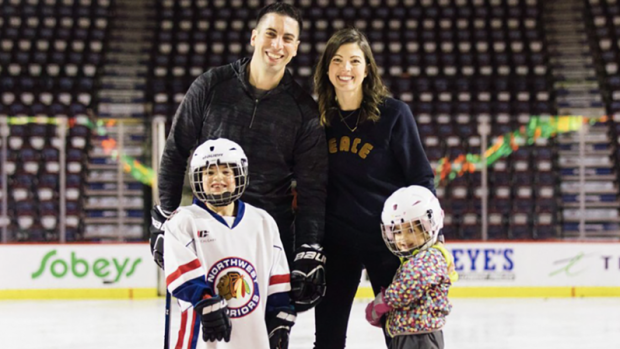 Chris Snow and his family, Calgary Flames Chris Snow and his family