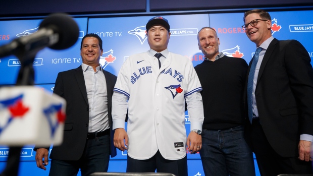 Hyun-Jin Ryu, Charlie Montoyo, Ross Atkins and Mark Shapiro, The Canadian Press Hyun-Jin Ryu, Charlie Montoyo, Ross Atkins and Mark Shapiro