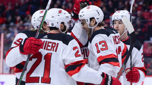 New Jersey Devils celebrate, The Canadian Press New Jersey Devils celebrate