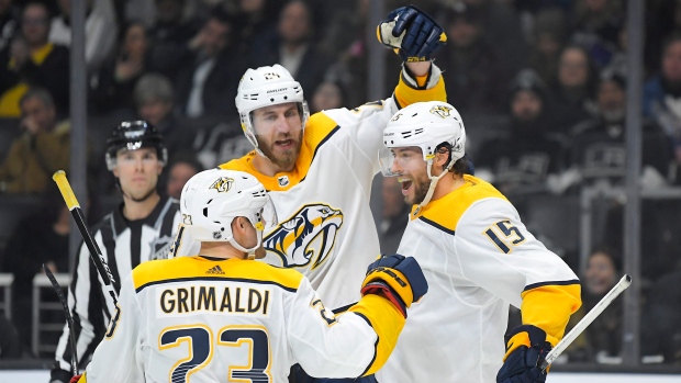 Nashville Predators celebrate , The Canadian Press Nashville Predators celebrate