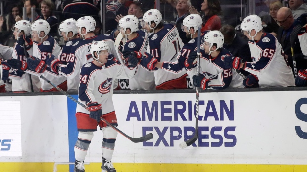 Columbus Blue Jackets celebrate, The Canadian Press Columbus Blue Jackets celebrate