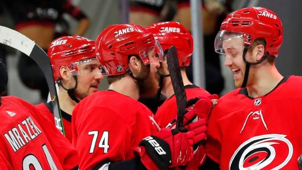 Carolina Hurricanes celebrate, The Canadian Press Carolina Hurricanes celebrate