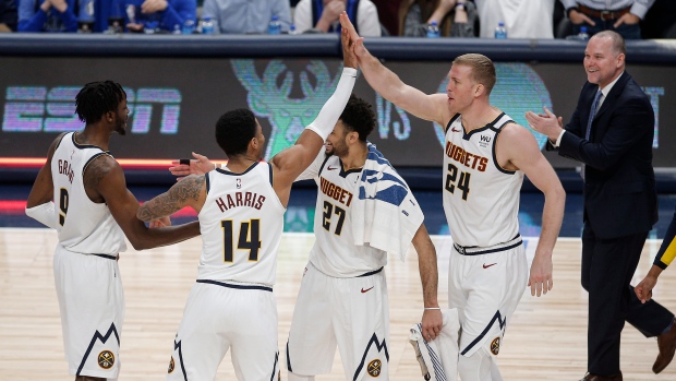 Denver Nuggets Celebrate , The Canadian Press Denver Nuggets Celebrate