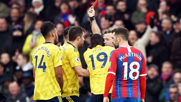 Pierre-Emerick Aubameyang gets red card, The Canadian Press Pierre-Emerick Aubameyang gets red card