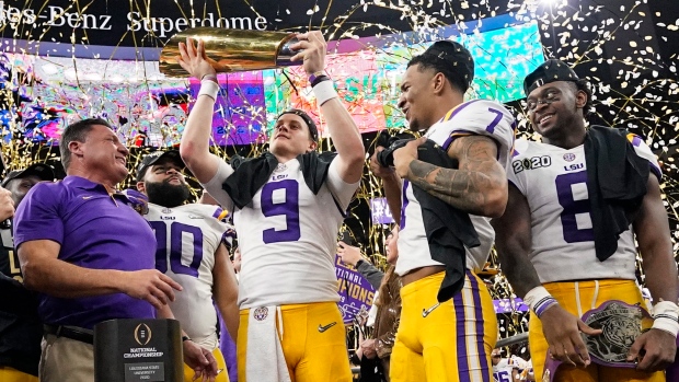 LSU celebrates, The Canadian Press LSU celebrates