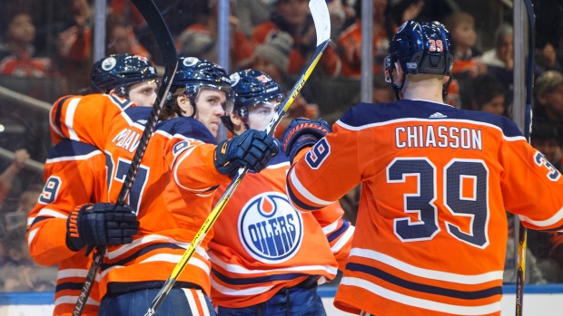 Edmonton Oilers celebrate, The Canadian Press Edmonton Oilers celebrate