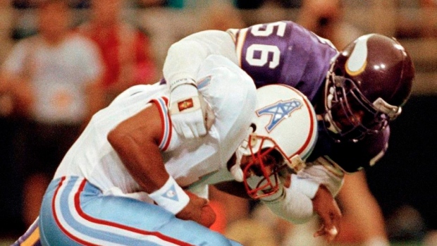 Chris Doleman tackles Warren Moon, The Canadian Press Chris Doleman tackles Warren Moon