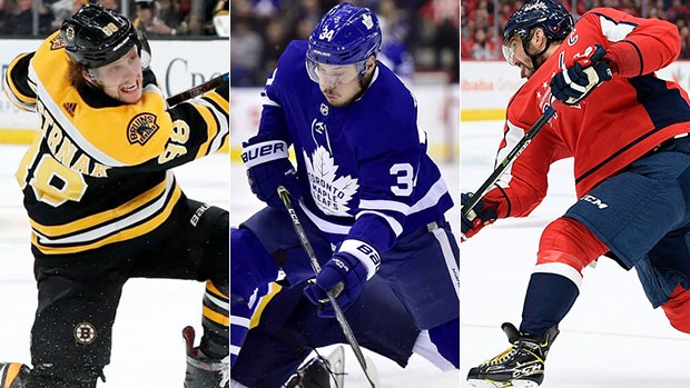 Pastrnak, Matthews and Ovechkin, Getty Images/Canadian Press Pastrnak, Matthews and Ovechkin