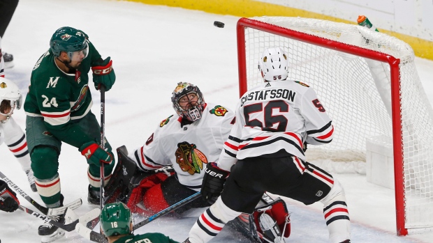 Matt Dumba Corey Crawford Erik Gustafsson, The Canadian Press Matt Dumba Corey Crawford Erik Gustafsson