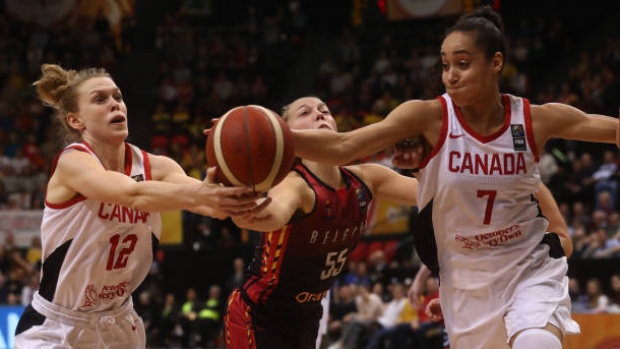 Julie Allemand and Canada's Nayo Raincock-Ekunwe