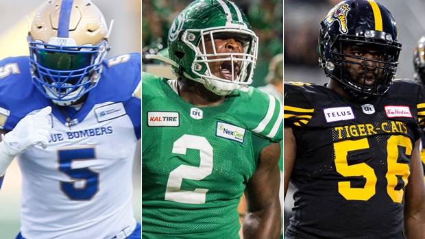 Willie Jefferson Micah Johnson Ja'Gared Davis, Getty Images/CFL/Hamilton Tiger-Cats Willie Jefferson Micah Johnson Ja'Gared Davis