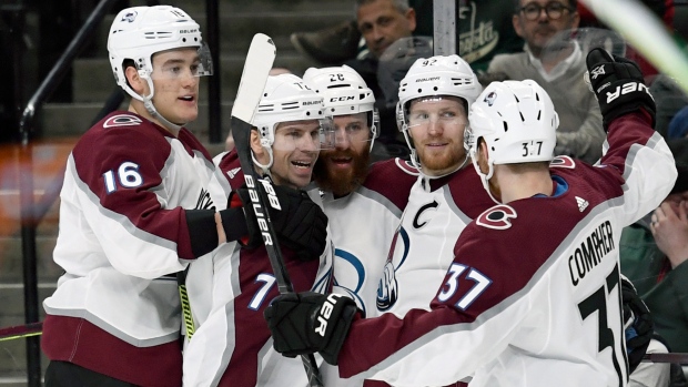 Colorado Avalanche celebrate, The Canadian Press Colorado Avalanche celebrate
