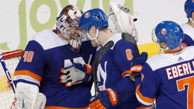 New York Islanders celebrate, The Canadian Press New York Islanders celebrate