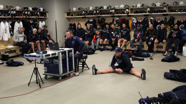 St. Louis Blues team meeting , St. Louis Blue Twitter St. Louis Blues team meeting