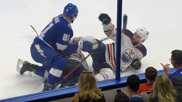 Zack Kassian kicks Erik Cernak Zack Kassian kicks Erik Cernak