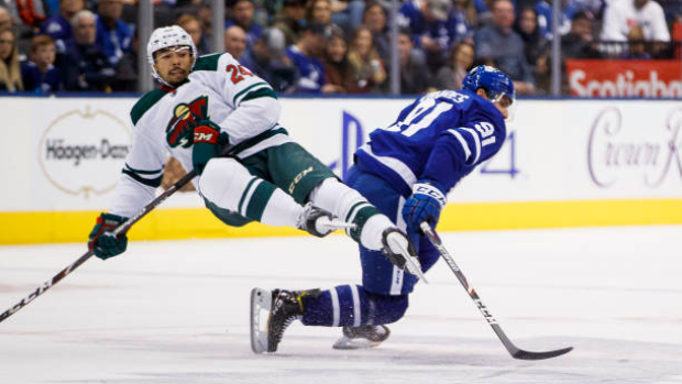 Matt Dumba tripped by John Tavares