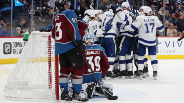 Lightning celebrate overtime win over Avalanche