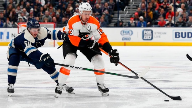Hayes scores in OT, Flyers sweep home-and-home with Columbus Article Image 0, The Canadian Press Hayes scores in OT, Flyers sweep home-and-home with Columbus Article Image 0