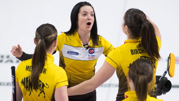 Kerri Einarson and Team Manitoba celebrate 