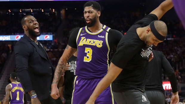 Los Angeles Lakers celebrate , The Canadian Press Los Angeles Lakers celebrate