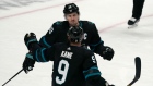 Logan Couture (39) celebrates with Evander Kane (9)