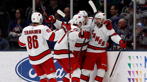 Carolina Hurricanes celebrate , The Canadian Press Carolina Hurricanes celebrate